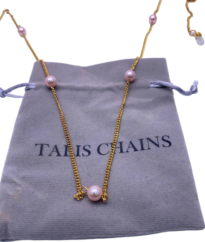 Talis Chains Gold Sunglasses Chain with Pink Pearls