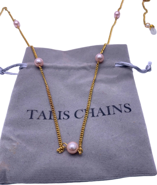 Talis Chains Gold Sunglasses Chain with Pink Pearls