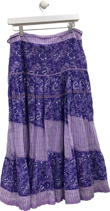 Brora Purple Patchwork Maxi Skirt UK 12