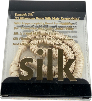 Silk. Set of 2 Beige 22 Momme Pure Silk Hair Scrunchie One Size