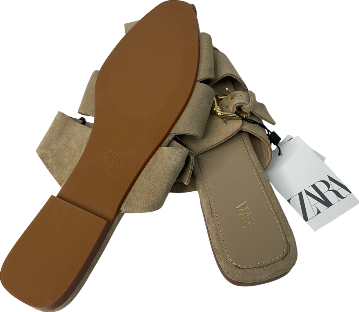 ZARA Beige Buckle Design Slip On Sandal UK 6