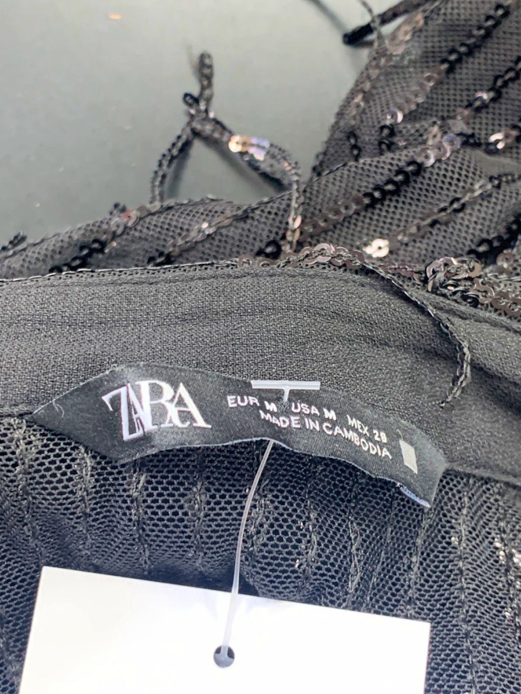 Zara Black Sequined Sheer Shirt UK 10