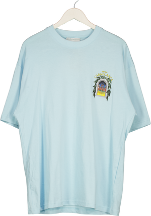 CASABLANCA Light Blue Avenida Short Sleeve Organic Cotton T‑shirt UK XXL