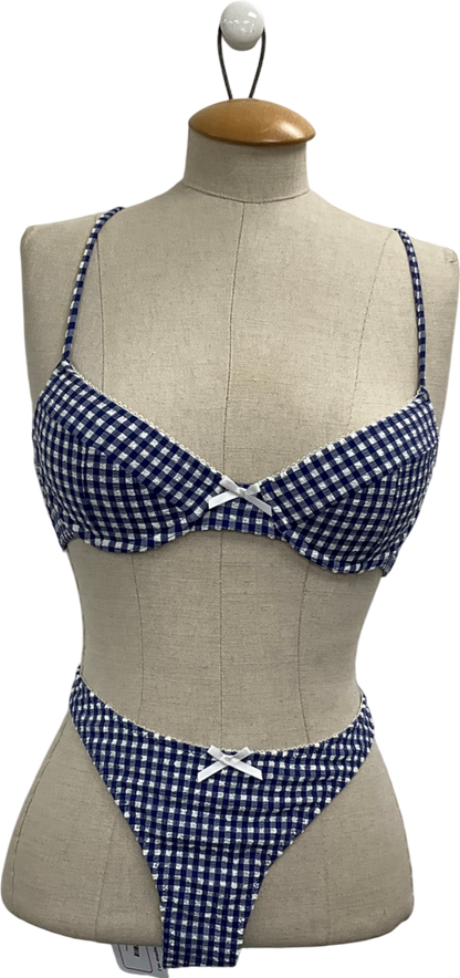 White Fox Beachside Bikini Top Blue Gingham & Seashell Bottoms Blue Gingham UK S