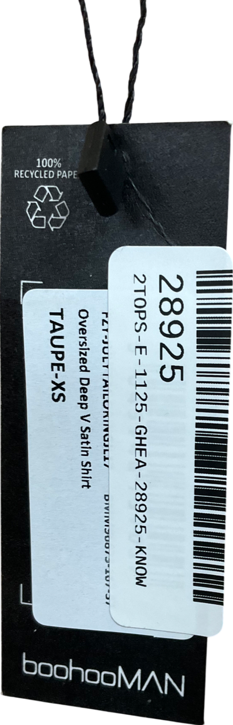 boohooMan Metallic Oversized Deep V Satin Shirt UK XS