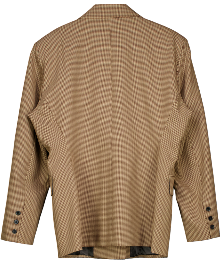 ZARA Brown Houndstooth Check Oversize Blazer UK XL