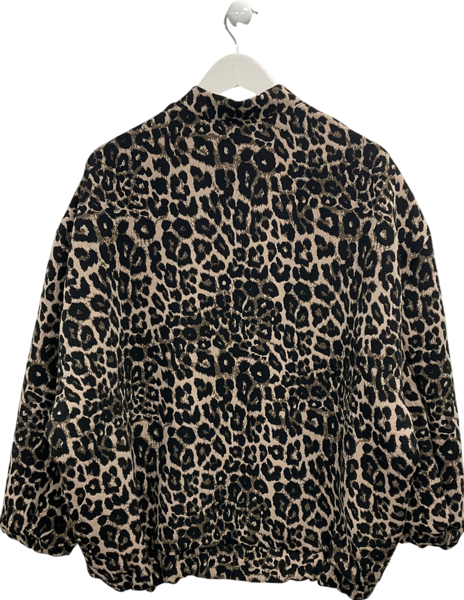 Lovika Brown Leopard Print Bomber Jacket One Size