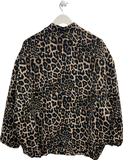 Lovika Brown Leopard Print Bomber Jacket One Size