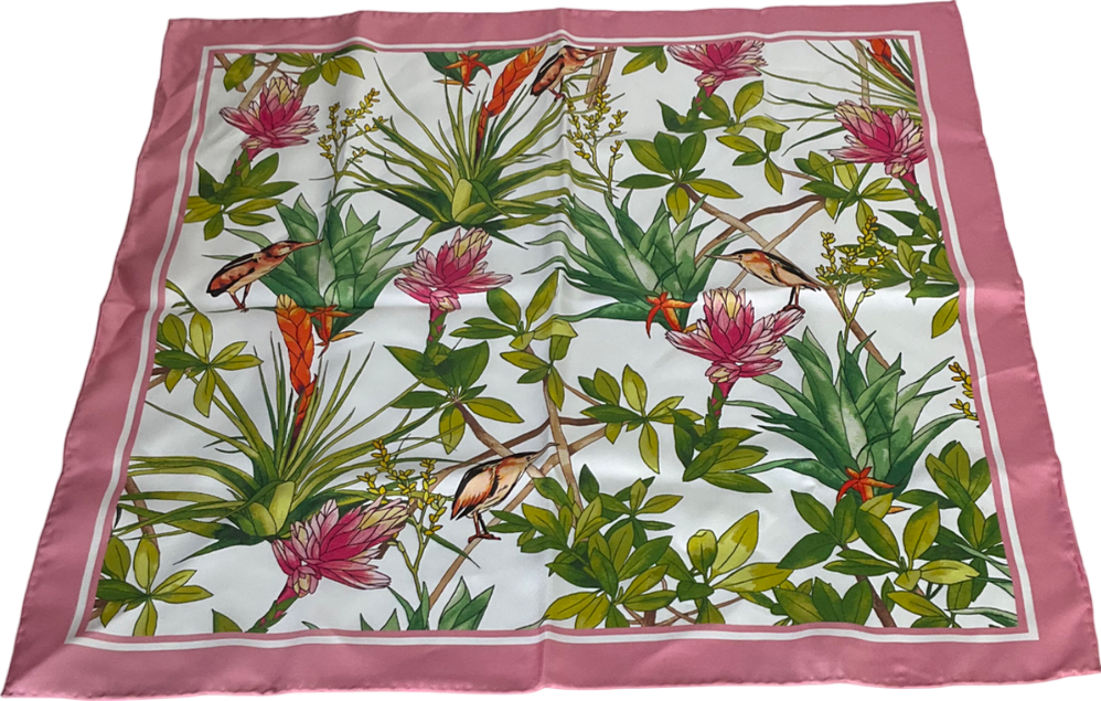 JMcLaughlin Pink Nikki Silk Scarf In Mangrove Idyll