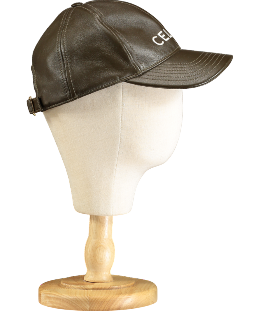 Celine Brown Leather Baseball Cap UK M