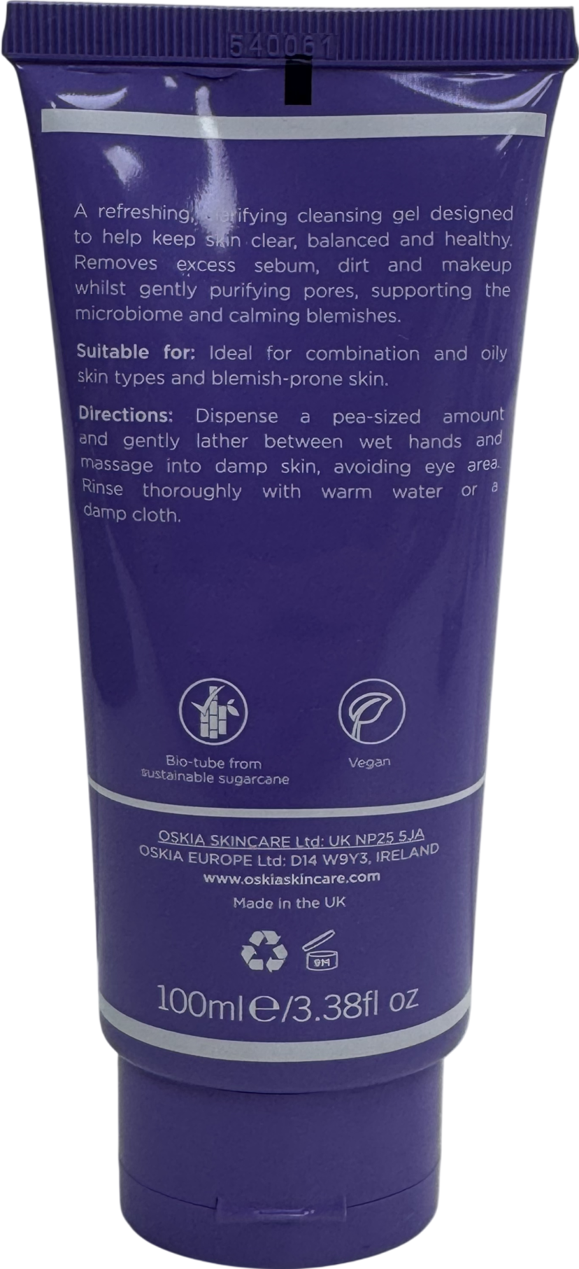 Oskia Water Clearing Cleanser Blemish Control Facial Cleansing Gel 100ml