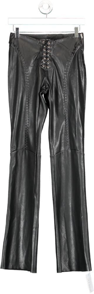 I AM GIA Black Faux Leather Wide Leg Trousers UK S