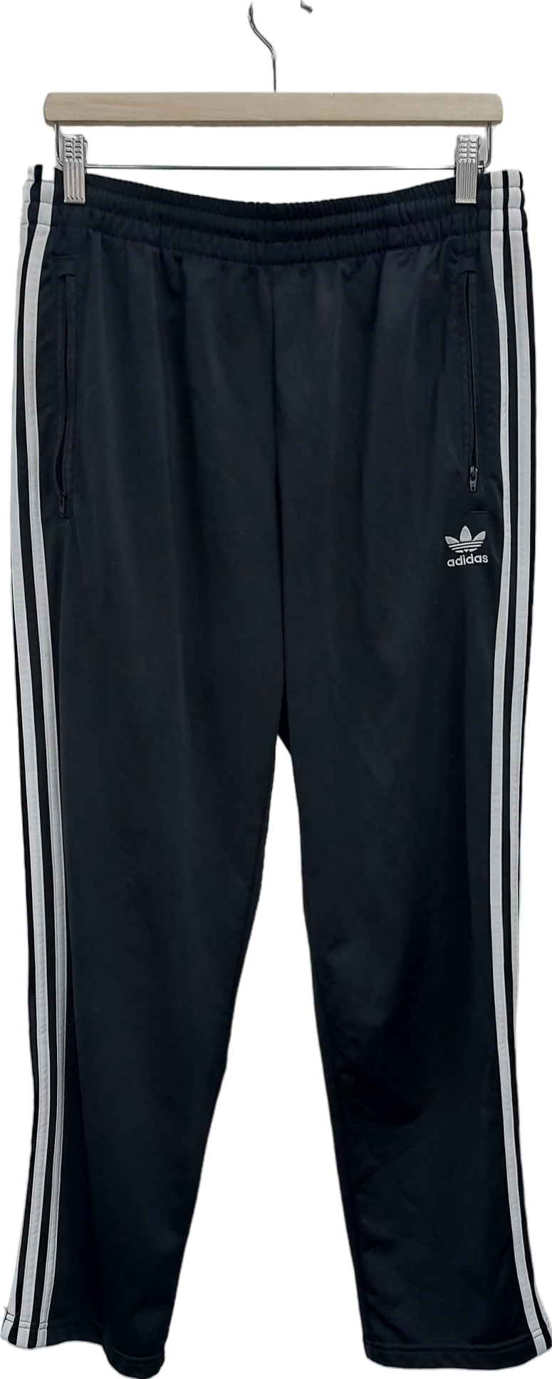 adidas Black Three Stripe Joggers UK L