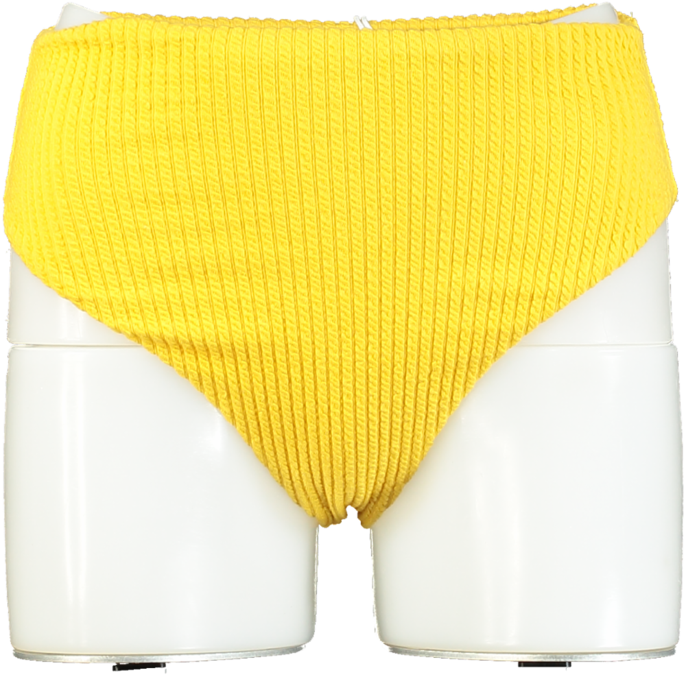 Orfila Bee Yellow High-Waisted Ribbed Bikini Bottoms UK 6