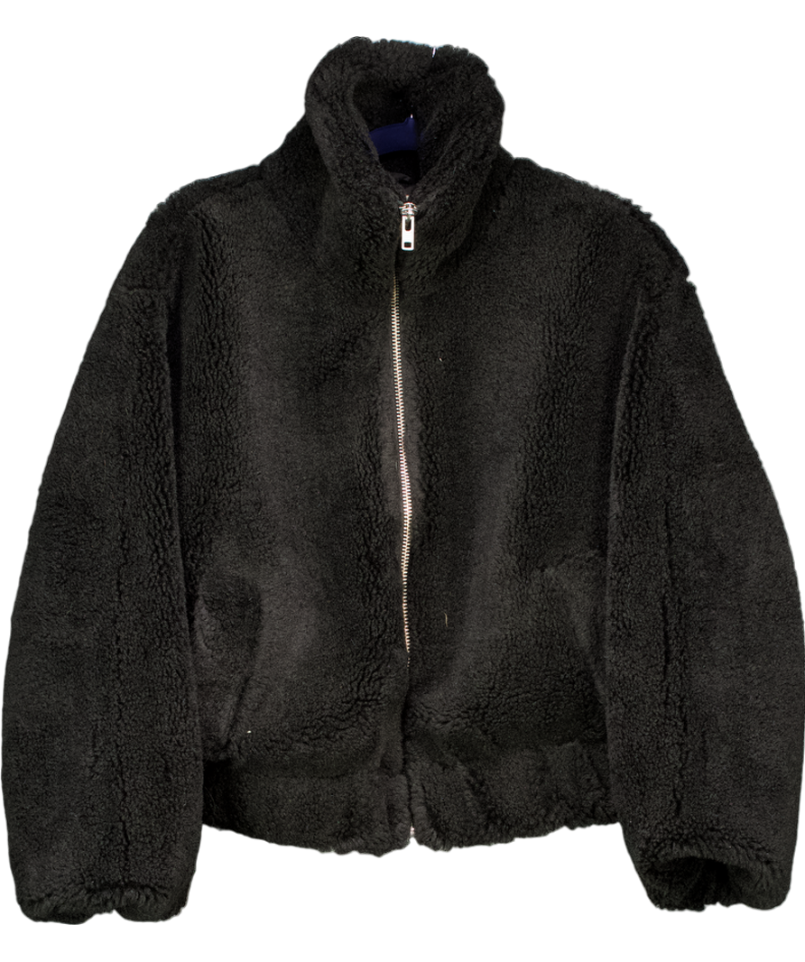 Free People Black Get Cosy Teddy Jacket UK XS