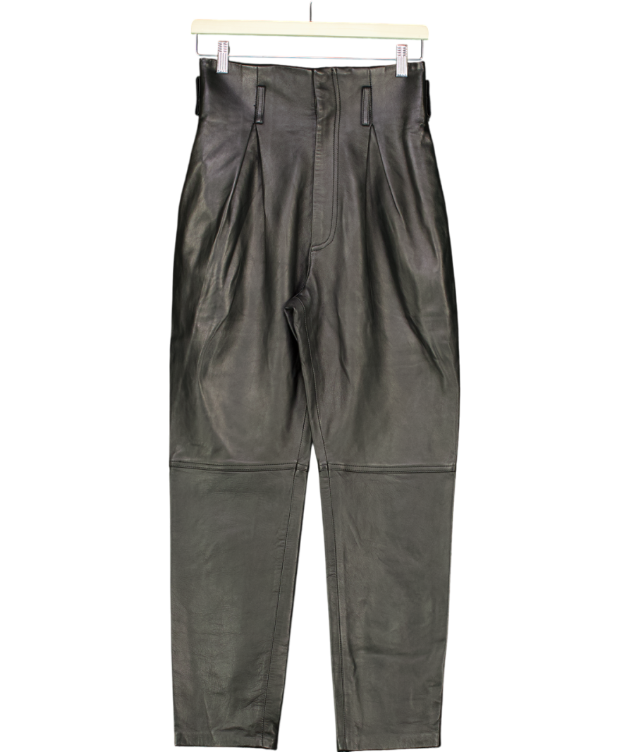 Song of Style Black High Rise Leather Trousers UK S