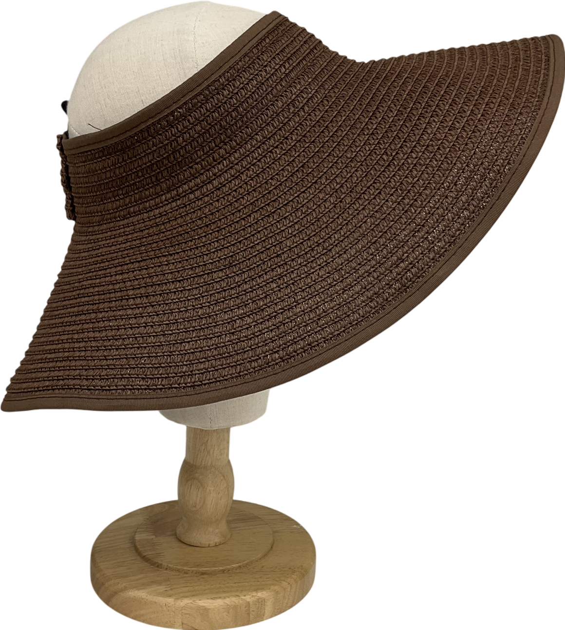Brown Sun Visor Hats For Women With Bow Wide Brim Straw Roll-up Ponytail Summer Beach Hat Uv Upf Packable Foldable Travel Summer One Size