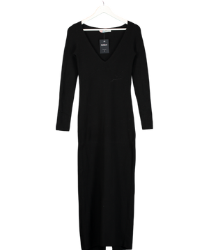 FREE PEOPLE Beach Black Drop Neck Long Sleeve Dress UK 6