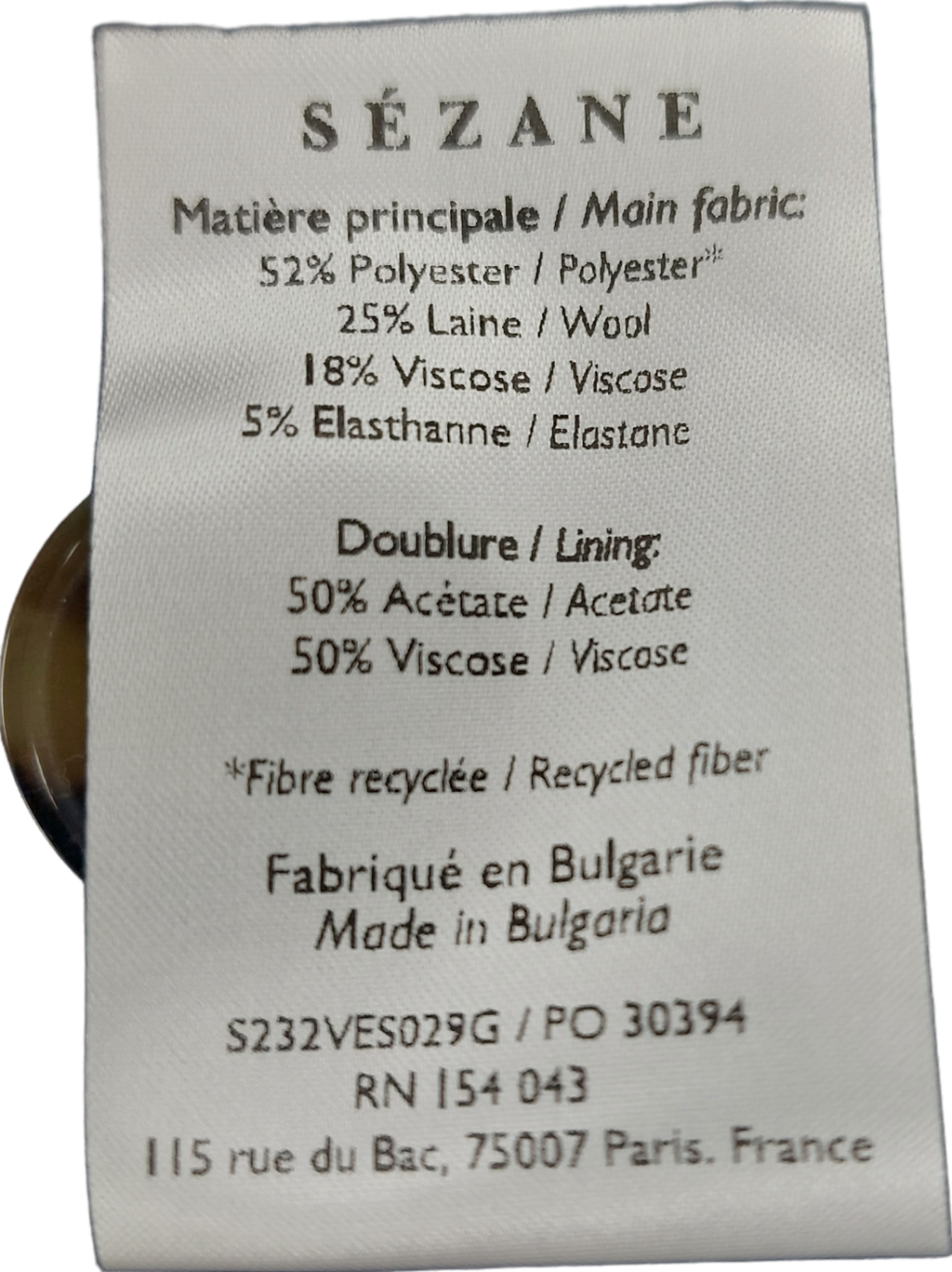 Sézane Grey Wool Blend Waistcoat top UK 10