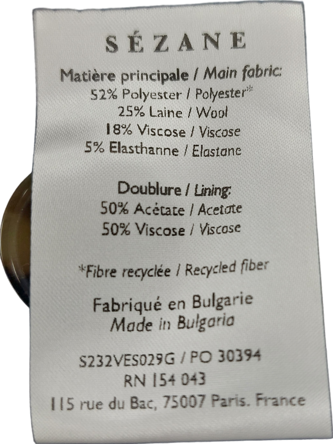 Sézane Grey Wool Blend Waistcoat top UK 10