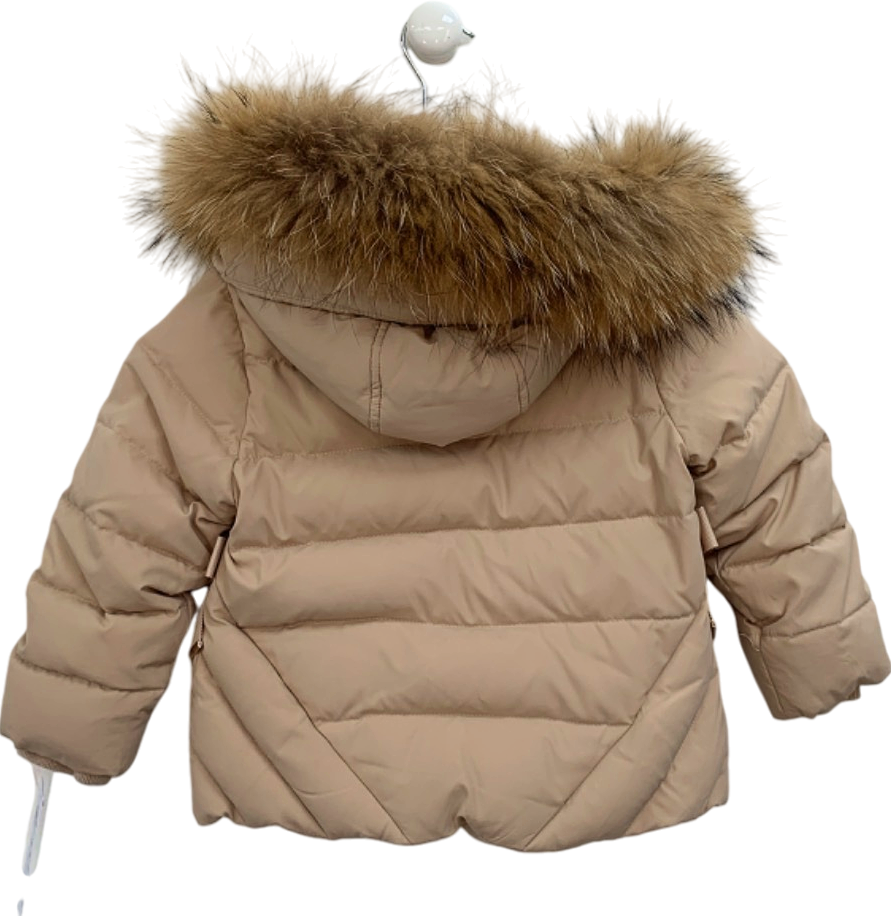 Tartine et Chocolat Beige Faux Fur Hooded Puffer Jacket 2 Years