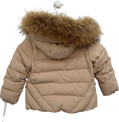 Tartine et Chocolat Beige Faux Fur Hooded Puffer Jacket 2 Years