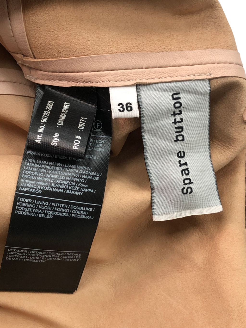 Stand Studio Pink Norea Faux-leather Shirt In Nude Blush UK 8