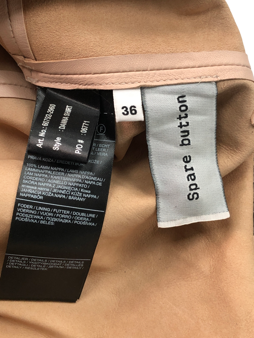 Stand Studio Pink Norea Faux-leather Shirt In Nude Blush UK 8