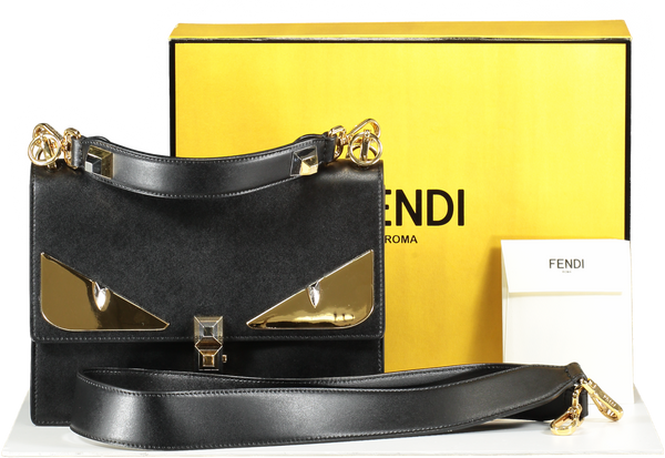 Fendi Black Monster Eyes Kan I Medium Handbag Reliked