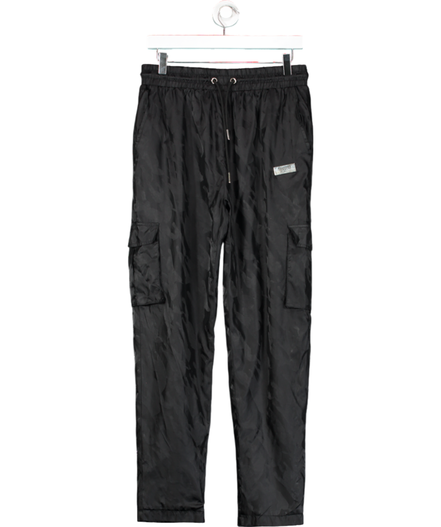 trapstar Black Patterned Satin Cargo Trousers UK S