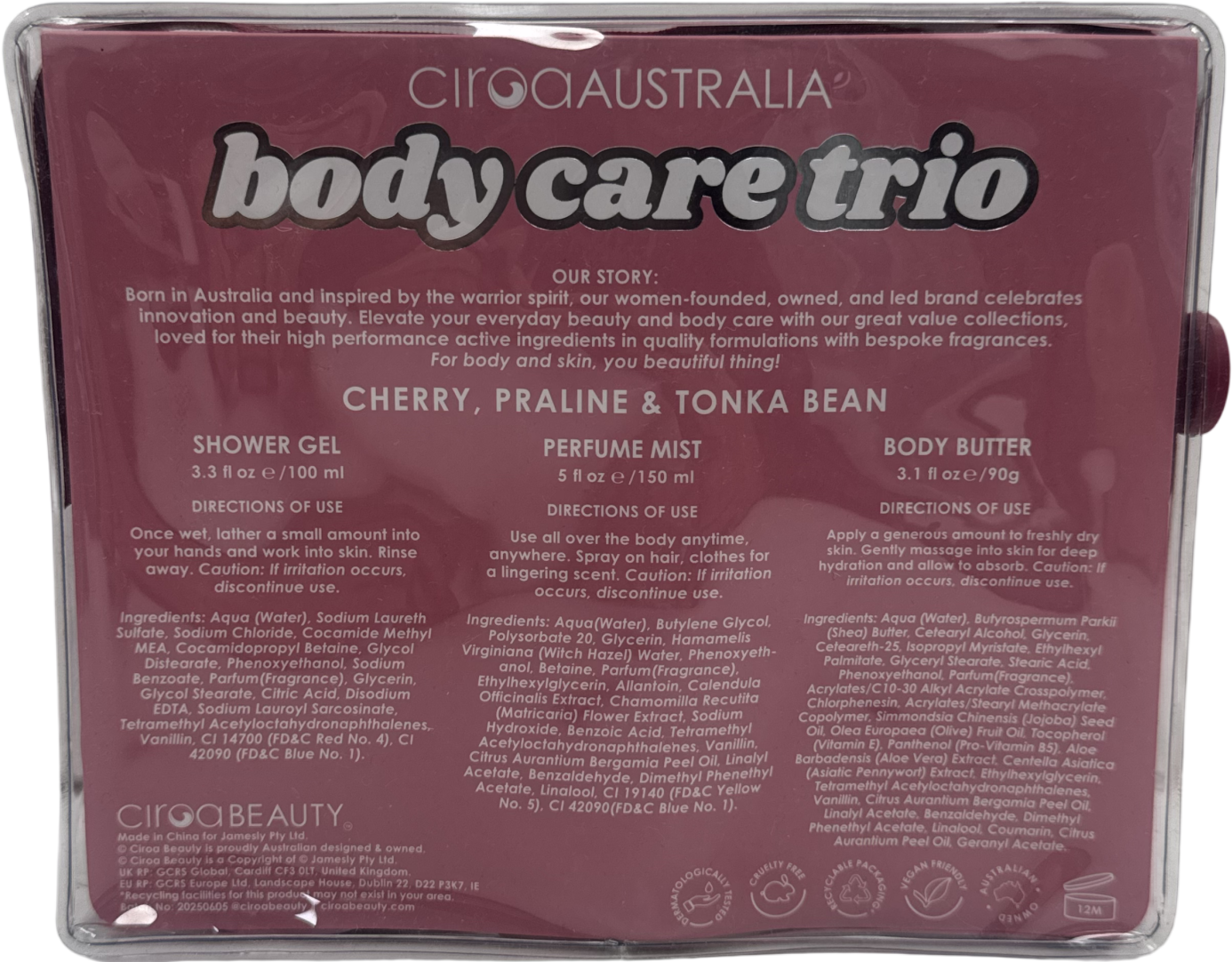Ciroa australia Body Care Gift Set 1 X 100ml, 1 X 150ml, 1 X 90g