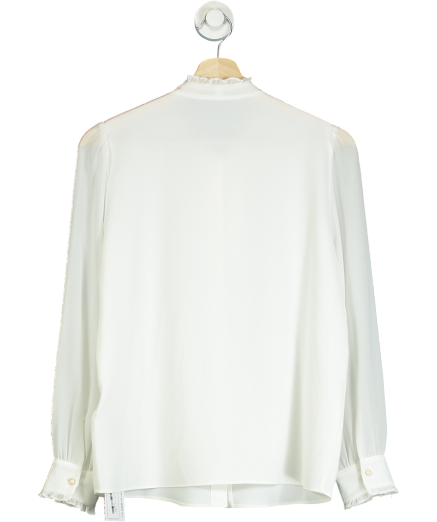 Goelia white Bow Tie Ruffle Collar Shirt UK 6