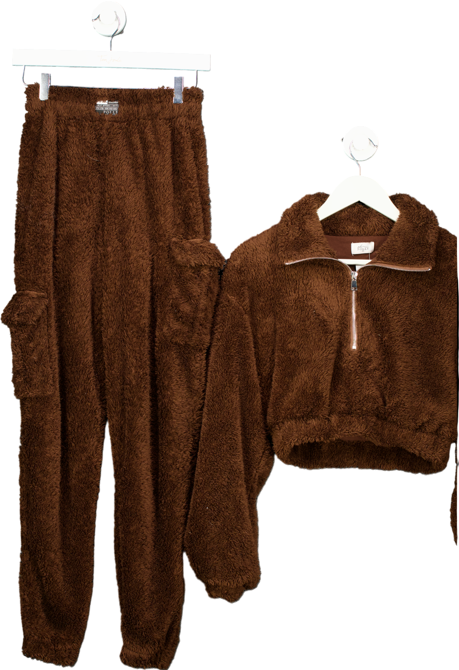 Oh Polly Brown Fleece Co-ord Set UK XS