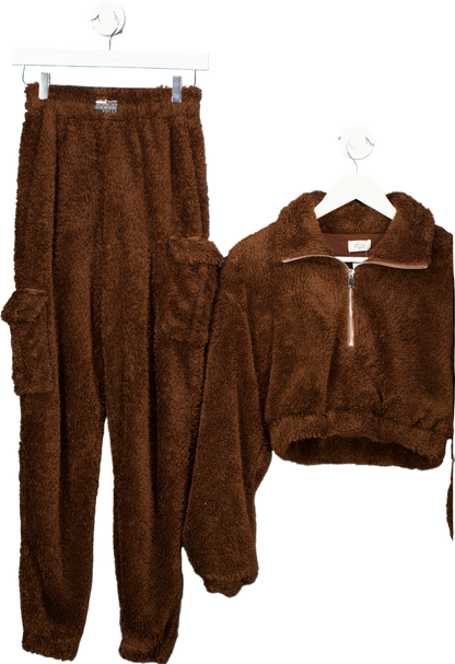 Oh Polly Brown Fleece Co-ord Set UK XS