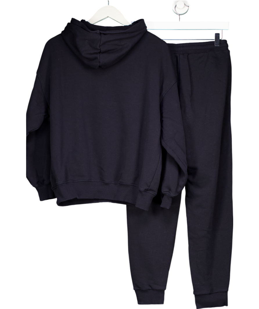 REISS Black Cody Cotton Blend Crew Neck Hoodie And Drawstring Joggers UK XS/S