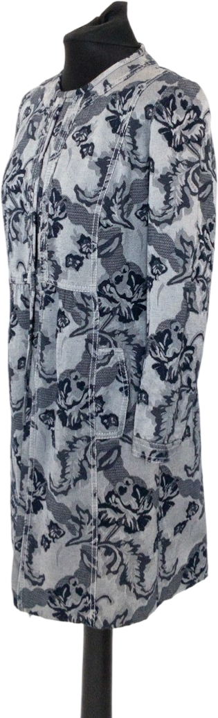 VALENTINO Vintage Blue Floral Denim Frock Coat IT46 UK 12