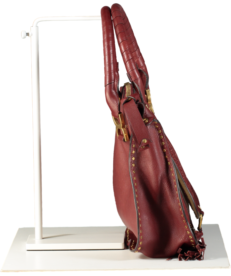 Chloé Burgundy Marcie Leather Satchel Bag with crossbody strap