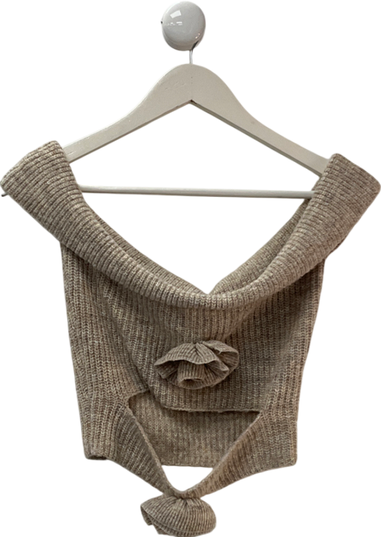 wanderdoll Beige Blossom Bardot Crop Top UK M