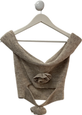 wanderdoll Beige Blossom Bardot Crop Top UK M