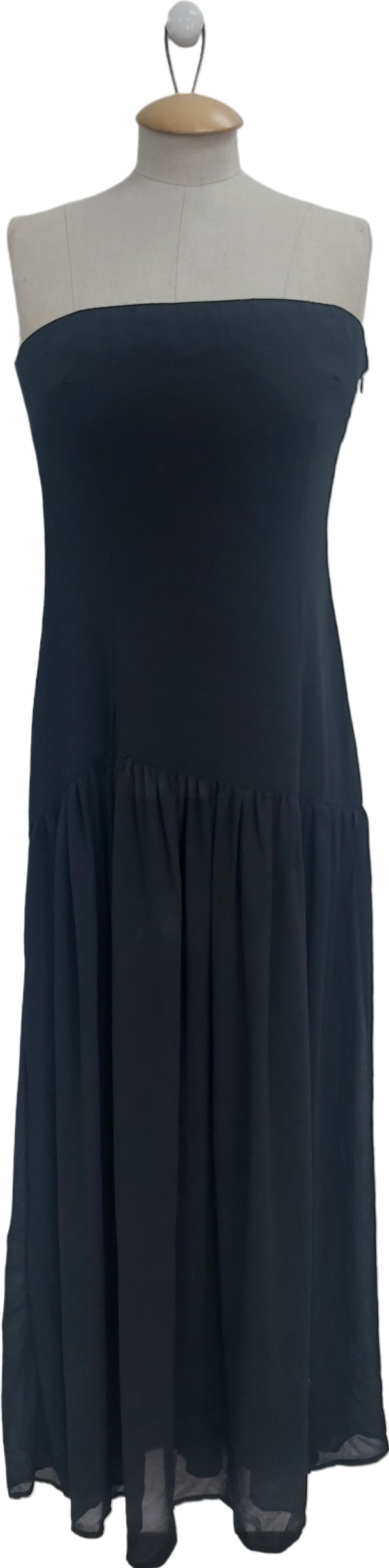 Peppered Mayo Black Eden Strapless Maxi Dress UK 10