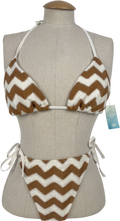 New Look Brown And White Contrast Bikini Set UK M