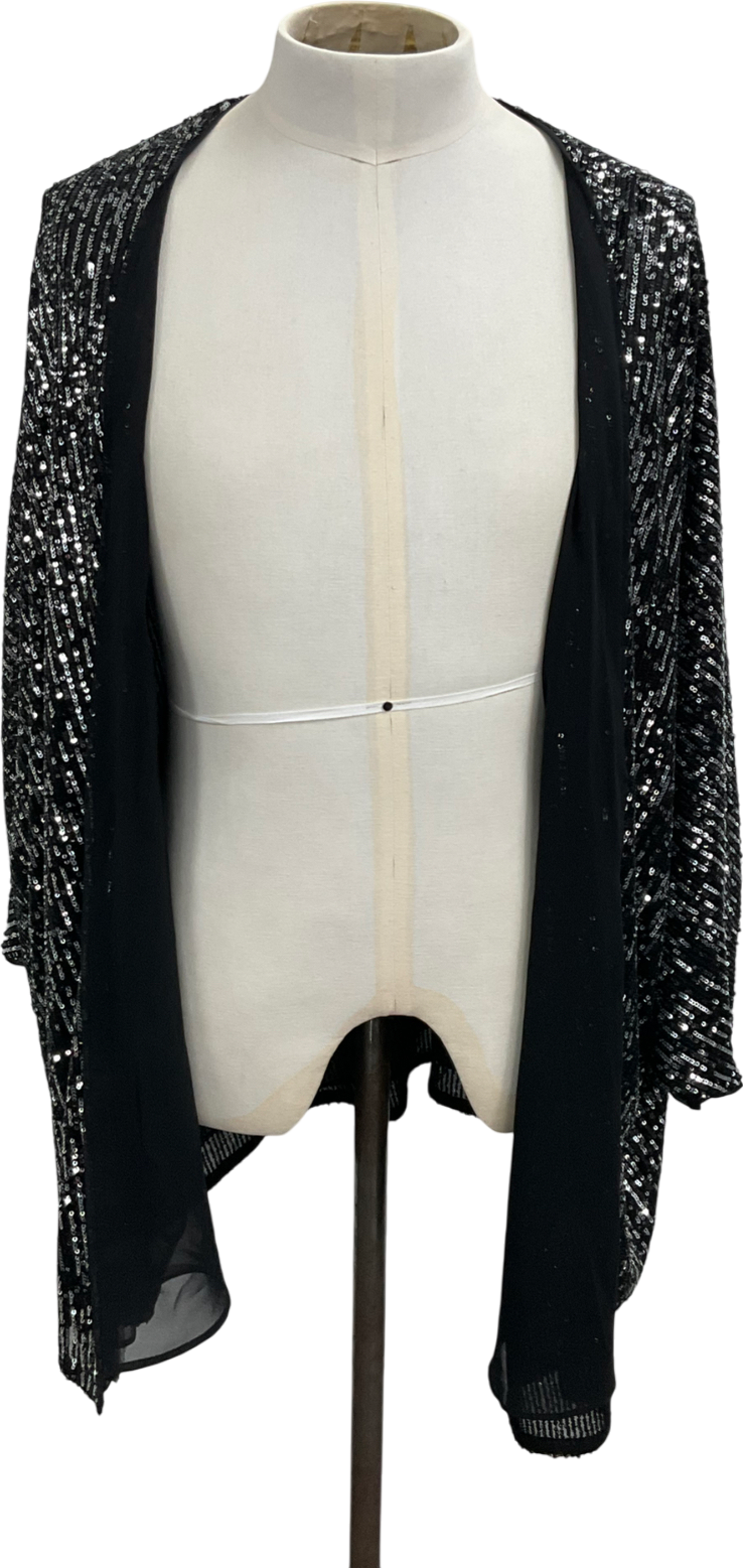 live unlimited Black Curve Sequin Kimono UK 28