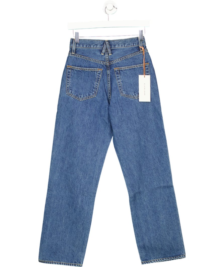 SLVRLAKE Blue London Crop High Rise Straight Leg Jeans W24