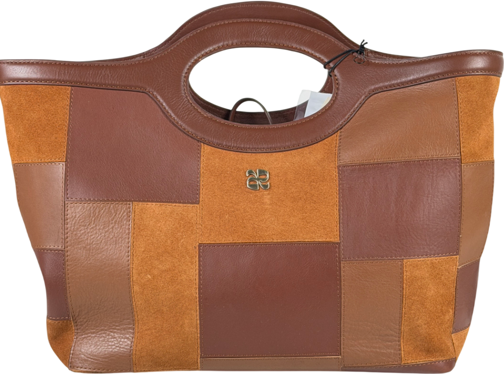 RIXO Brown Parissa Leather Patchwork Bag One Size