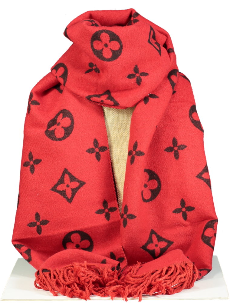 Louis Vuitton Red Monogram Scarf One Size