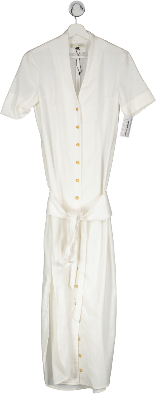 Usisi Sister White Tosca Linen Dress UK S