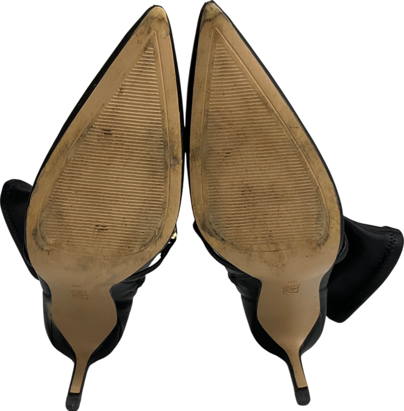 ZARA Black Gold Chain Faux Leather Ankle Boots UK 5 EU 38 👠