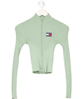 Tommy Hilfiger Green Ribbed Zip-thru Slim Cardigan UK XS