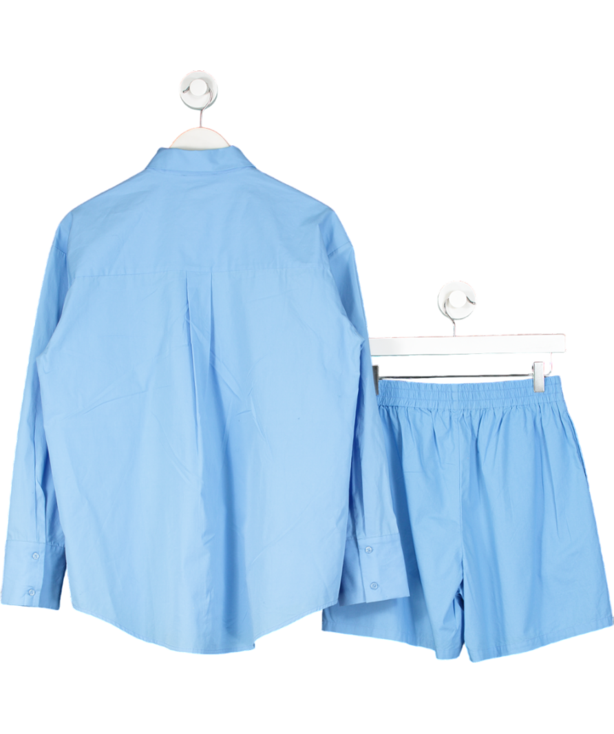 NA-KD Blue Oversized Shirt And Short Set UK 8
