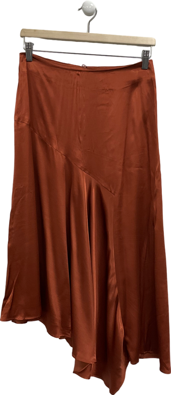 H&M Orange Satin Maxi Skirt UK 12